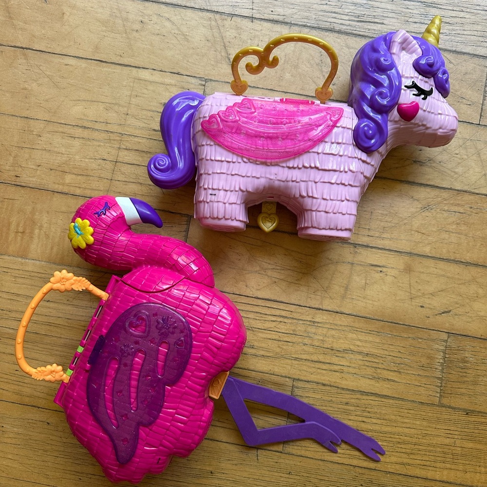 Polly Pocket Unicorn and Flamingo Toy Sets